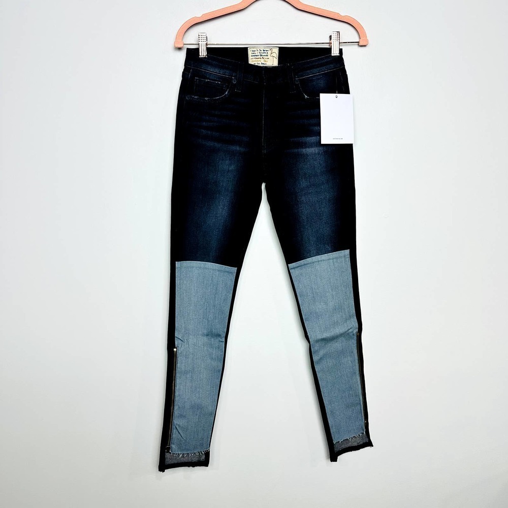 Free People X Sandrine Rose NWT Colorblock Ankle Zipper Skinny Jeans Sz 25